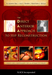 book cover from a doctor that is red and is about hip surgery